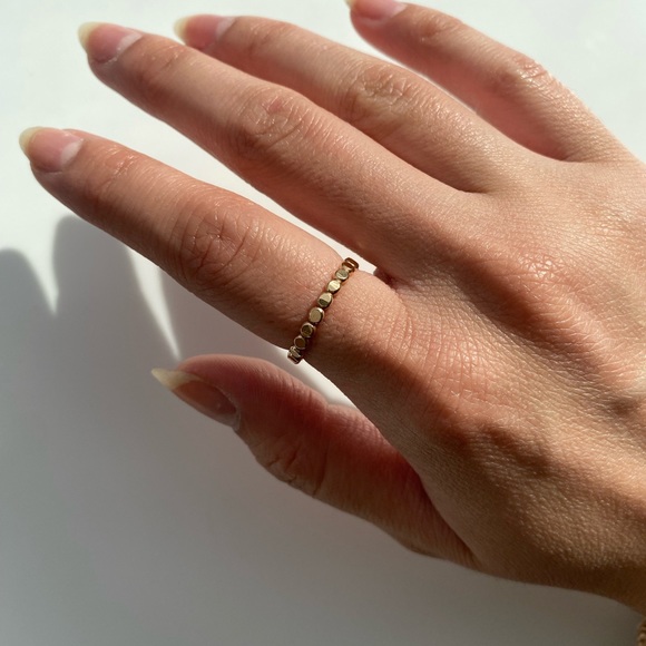 14k Gold Hammered Bubble Ring (Thick) - Picture 1 of 3